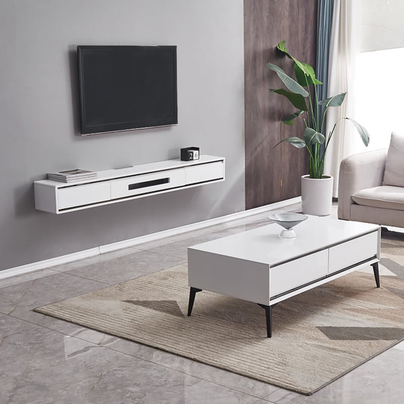 HMR - Smooth TV Stand Postmodern Minimalist Floating Media Console with Storage