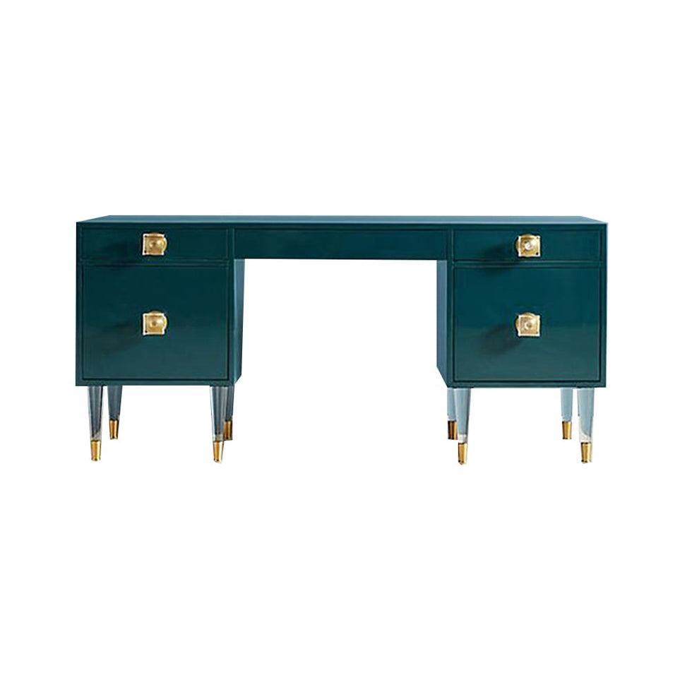 HMR - Wooden Vanity Table with Acrylic Base in Green