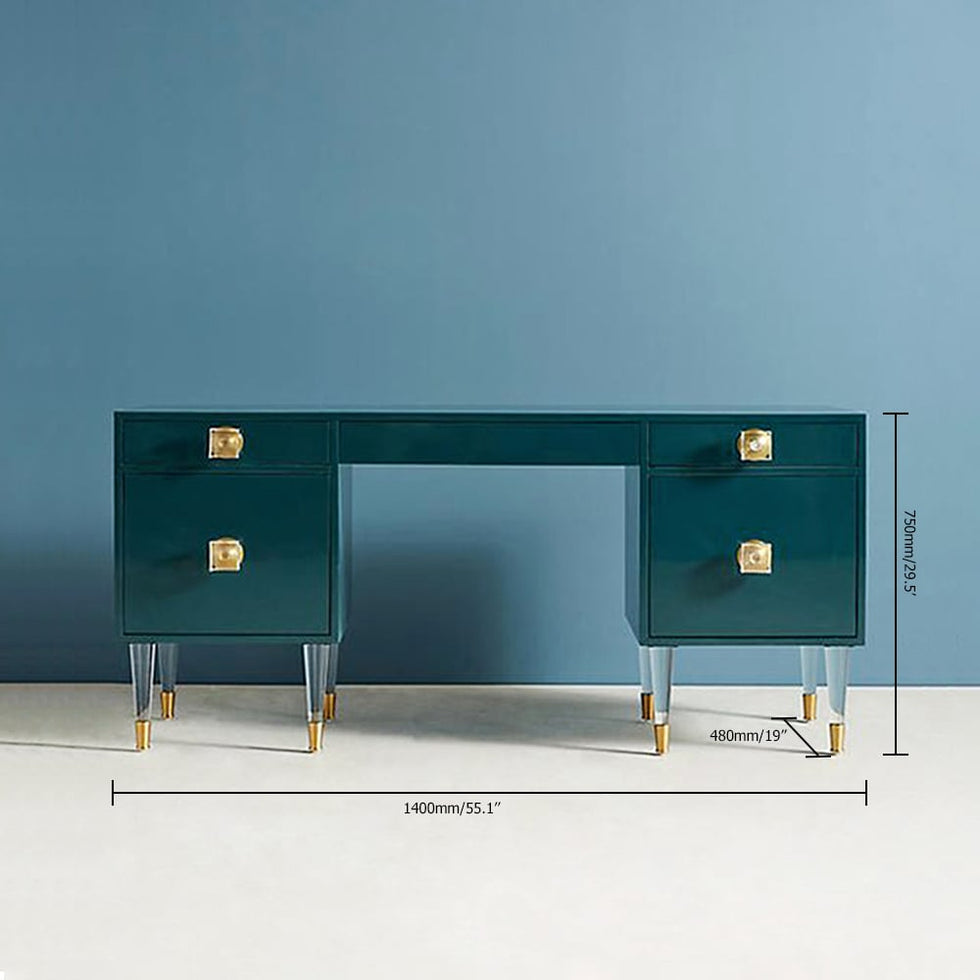 HMR - Wooden Vanity Table with Acrylic Base in Green