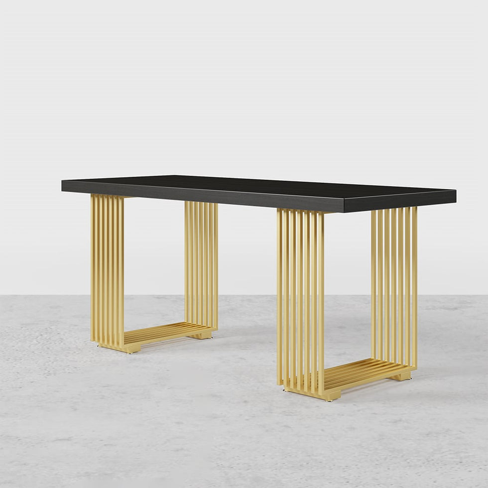 HMR - Modern 47" Rectangular Office Desk with Solid Wood Table Top