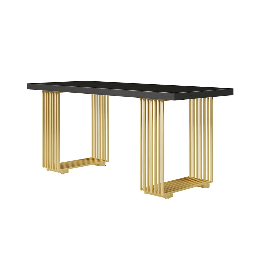 HMR - Modern 47" Rectangular Office Desk with Solid Wood Table Top