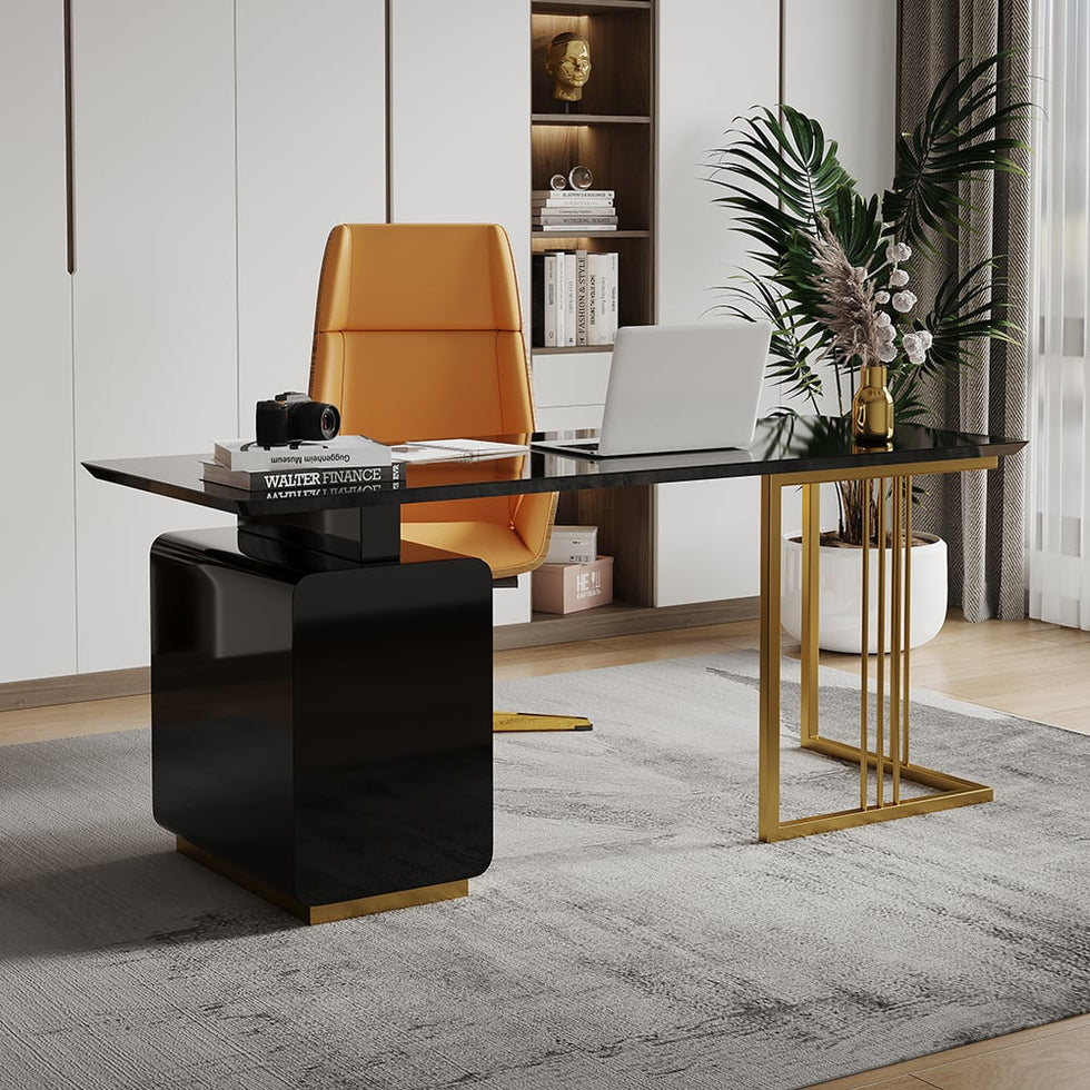 HMR - Modern 55" Office Desk with Drawers