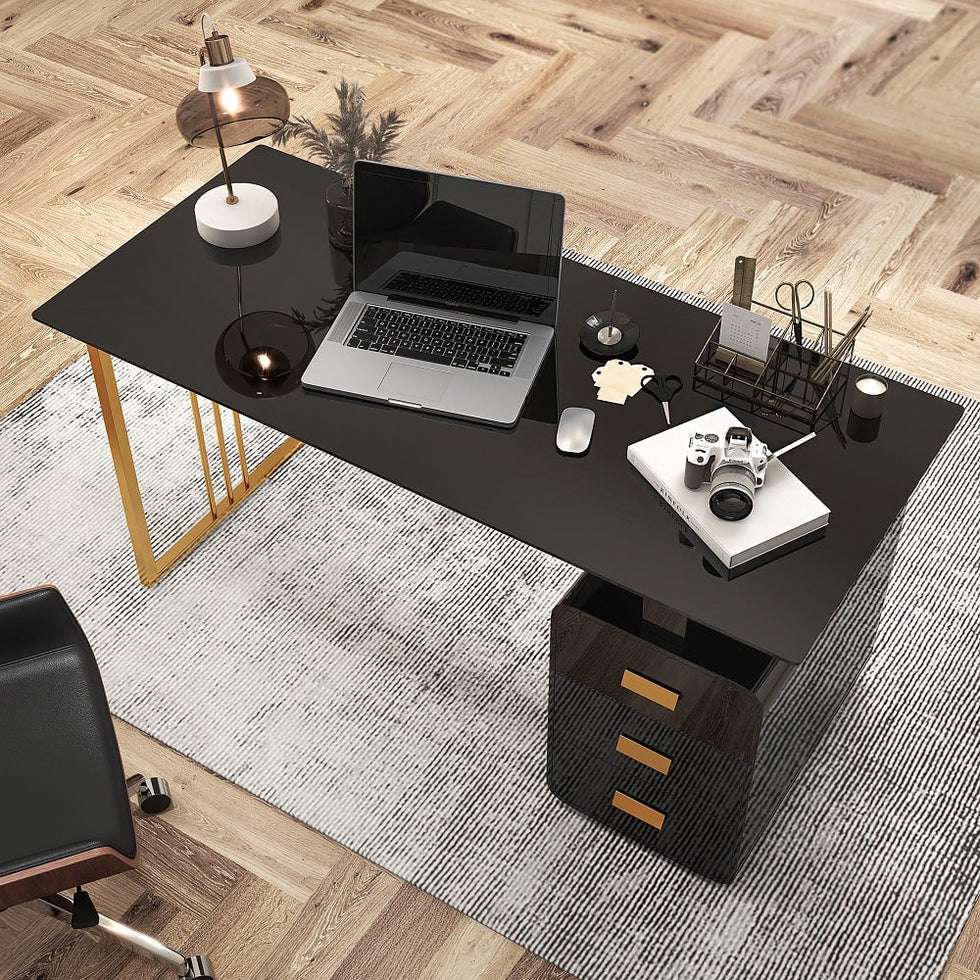 HMR - Modern 55" Office Desk with Drawers