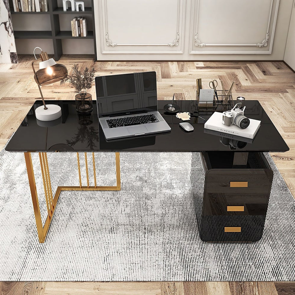 HMR - Modern 55" Office Desk with Drawers