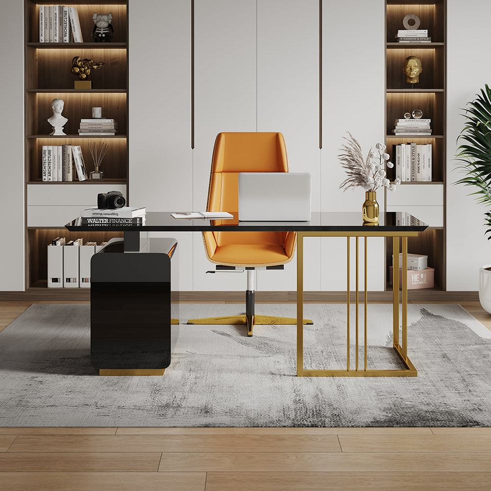 HMR - Modern 55" Office Desk with Drawers