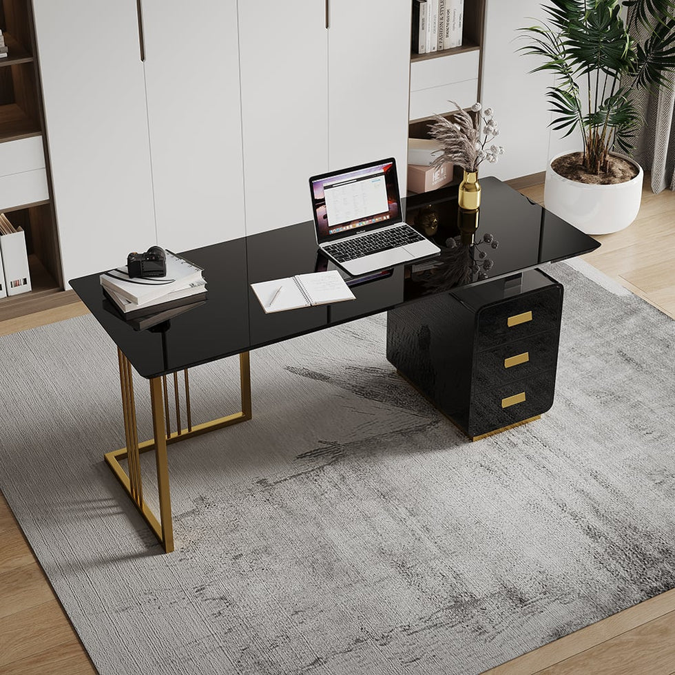 HMR - Modern 55" Office Desk with Drawers