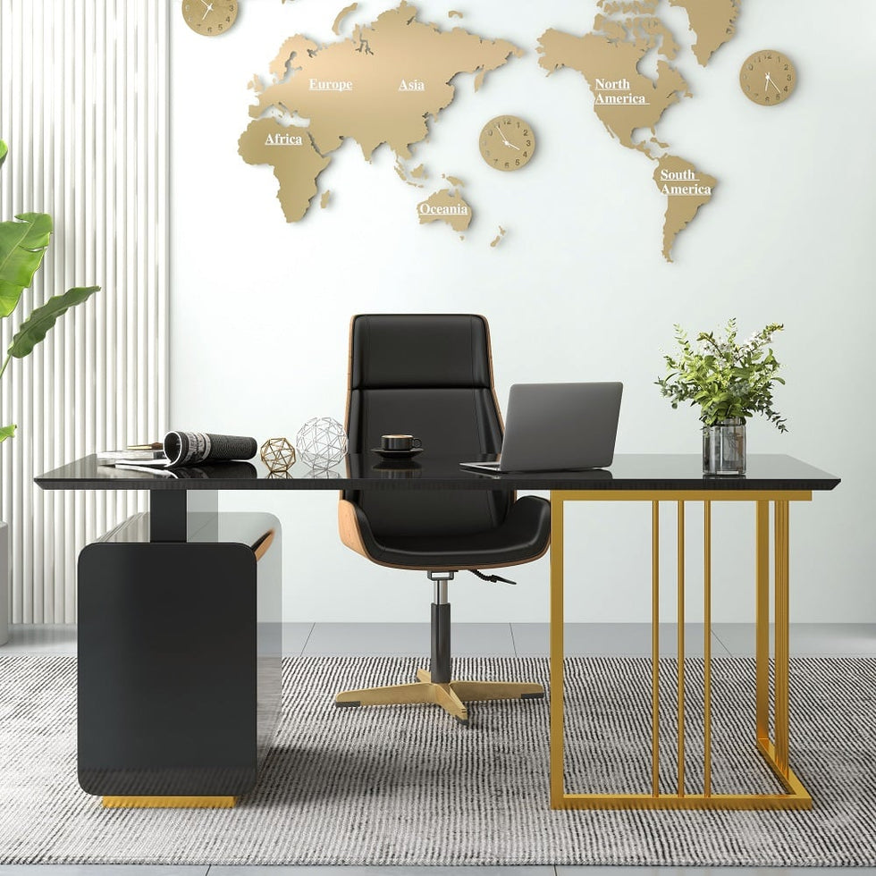 HMR - Modern 55" Office Desk with Drawers