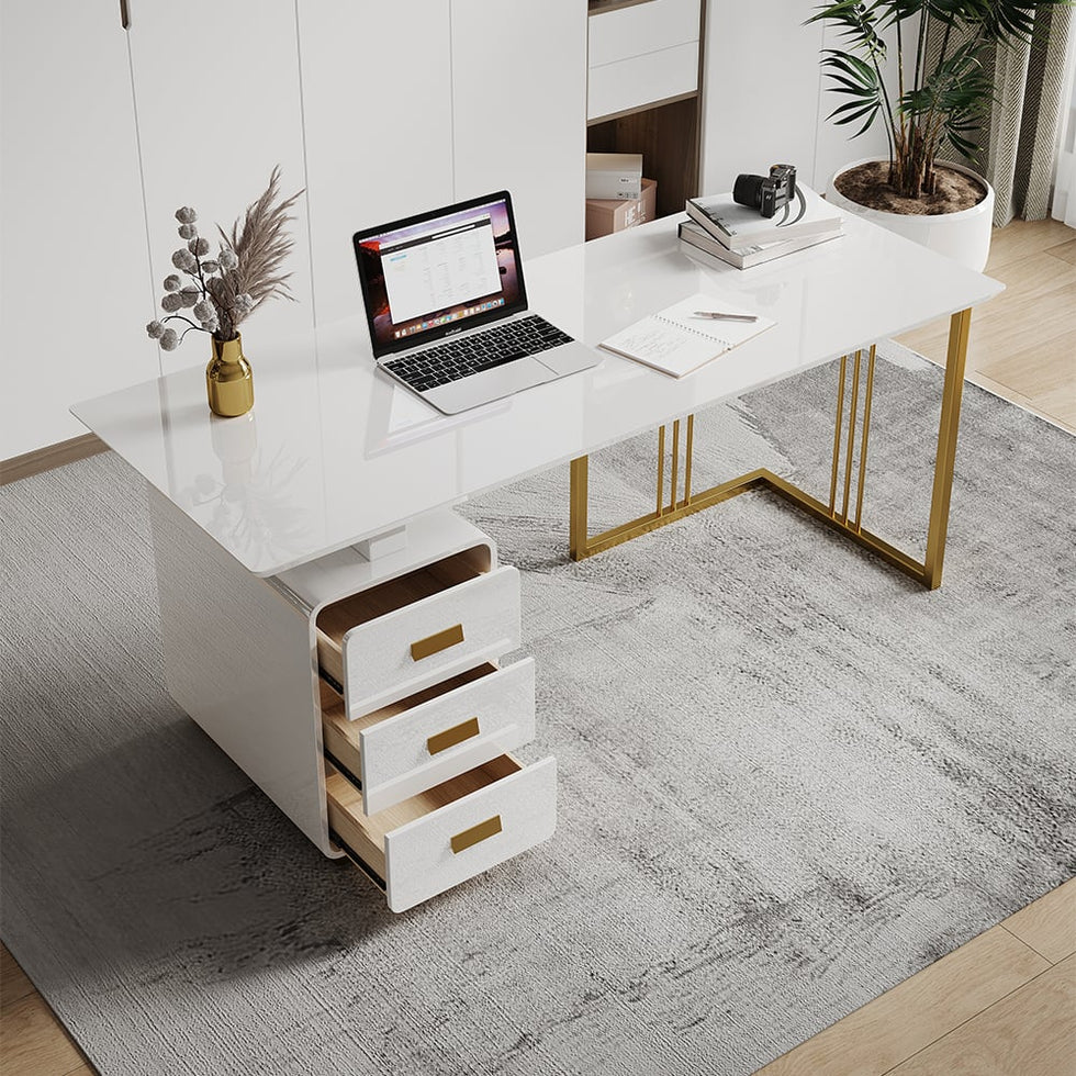HMR - Modern 55" Office Desk with Drawers