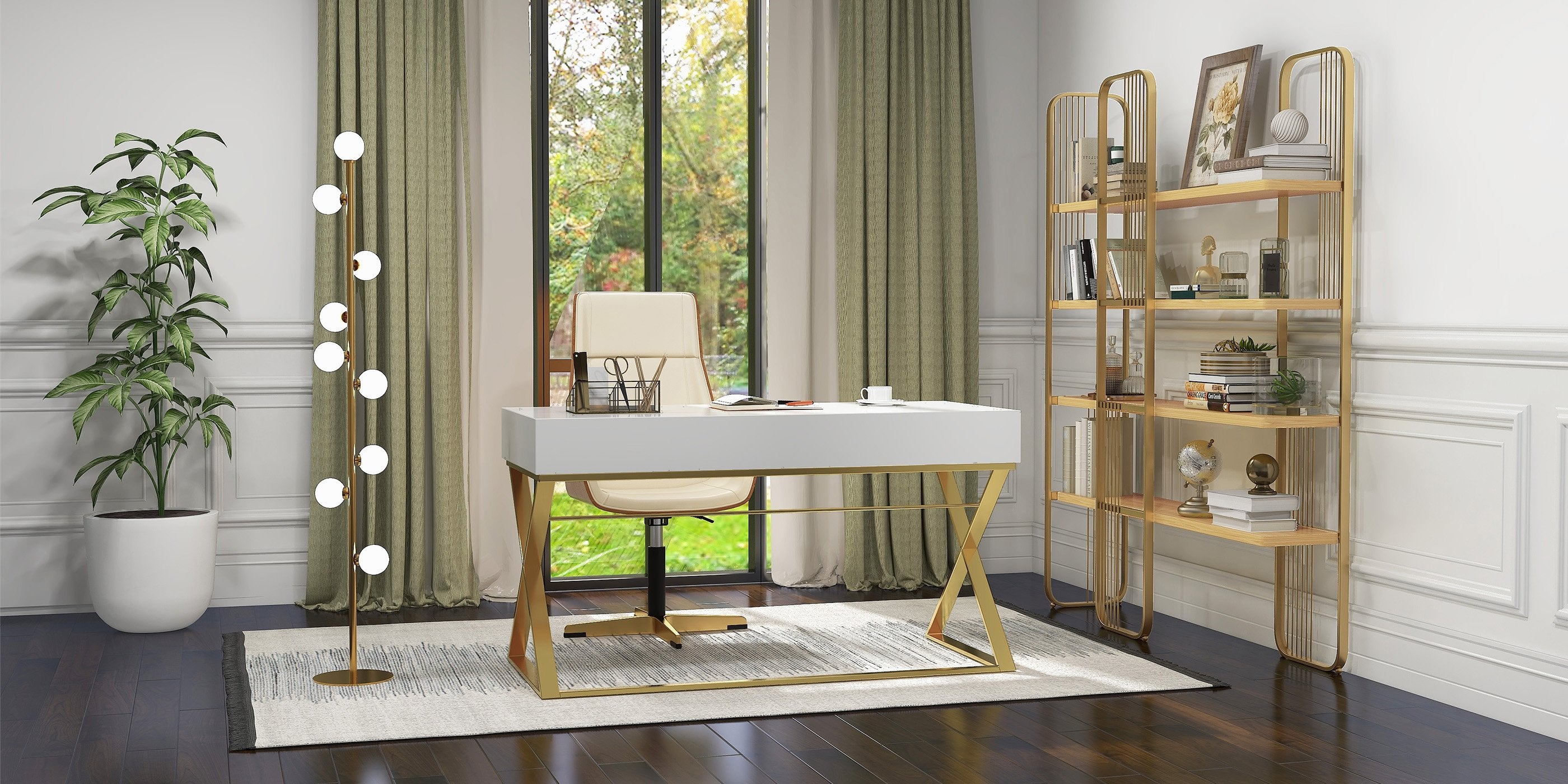 HMR - Drawer Rectangular Computer Desk in 55"L, White