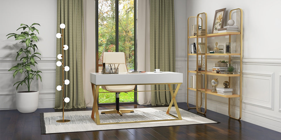 HMR - Drawer Rectangular Computer Desk in 55"L, White