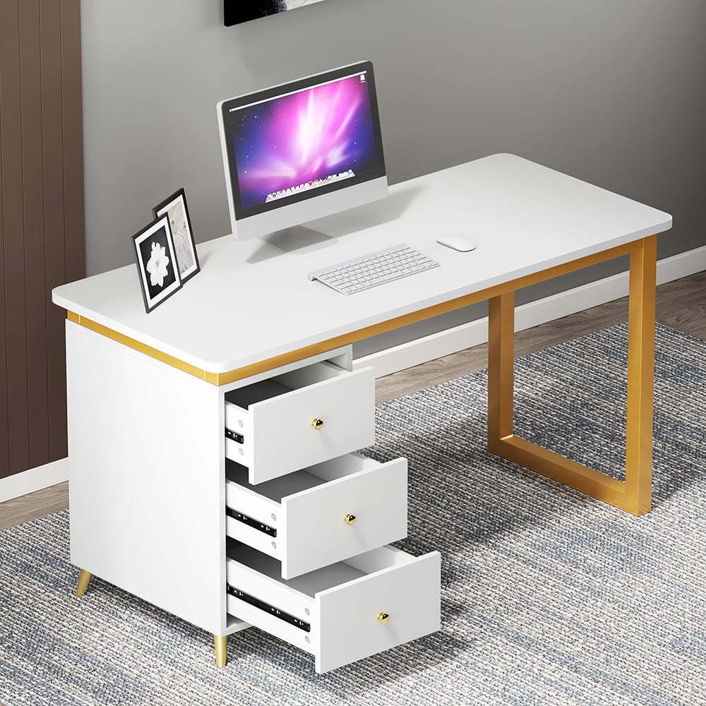 HMR - Modern 55" Office Writing Desk with Drawers