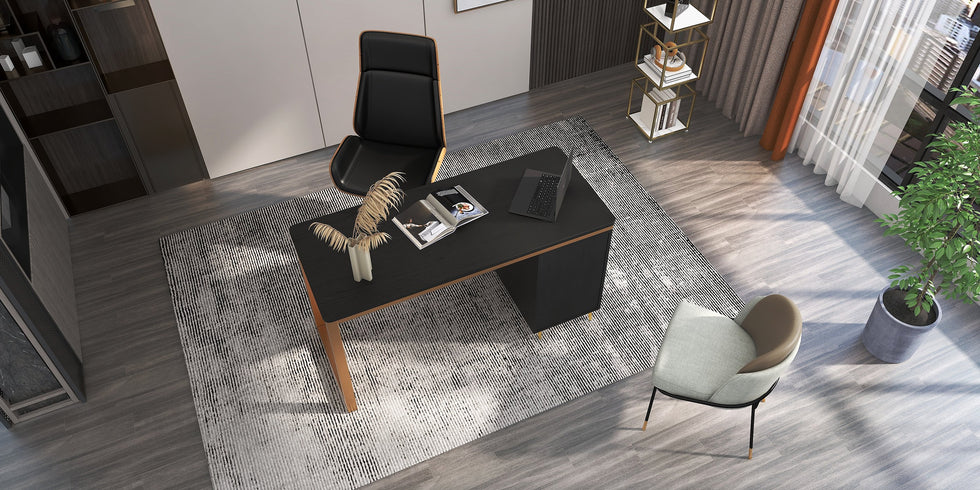 HMR - Modern 55" Office Writing Desk with Drawers