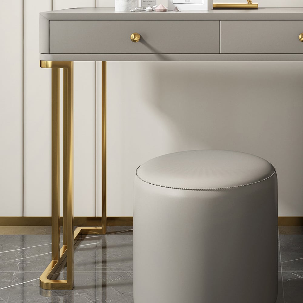 HMR - Retracted 5-Drawer Vanity Table with Stooland Cabinet in Gray