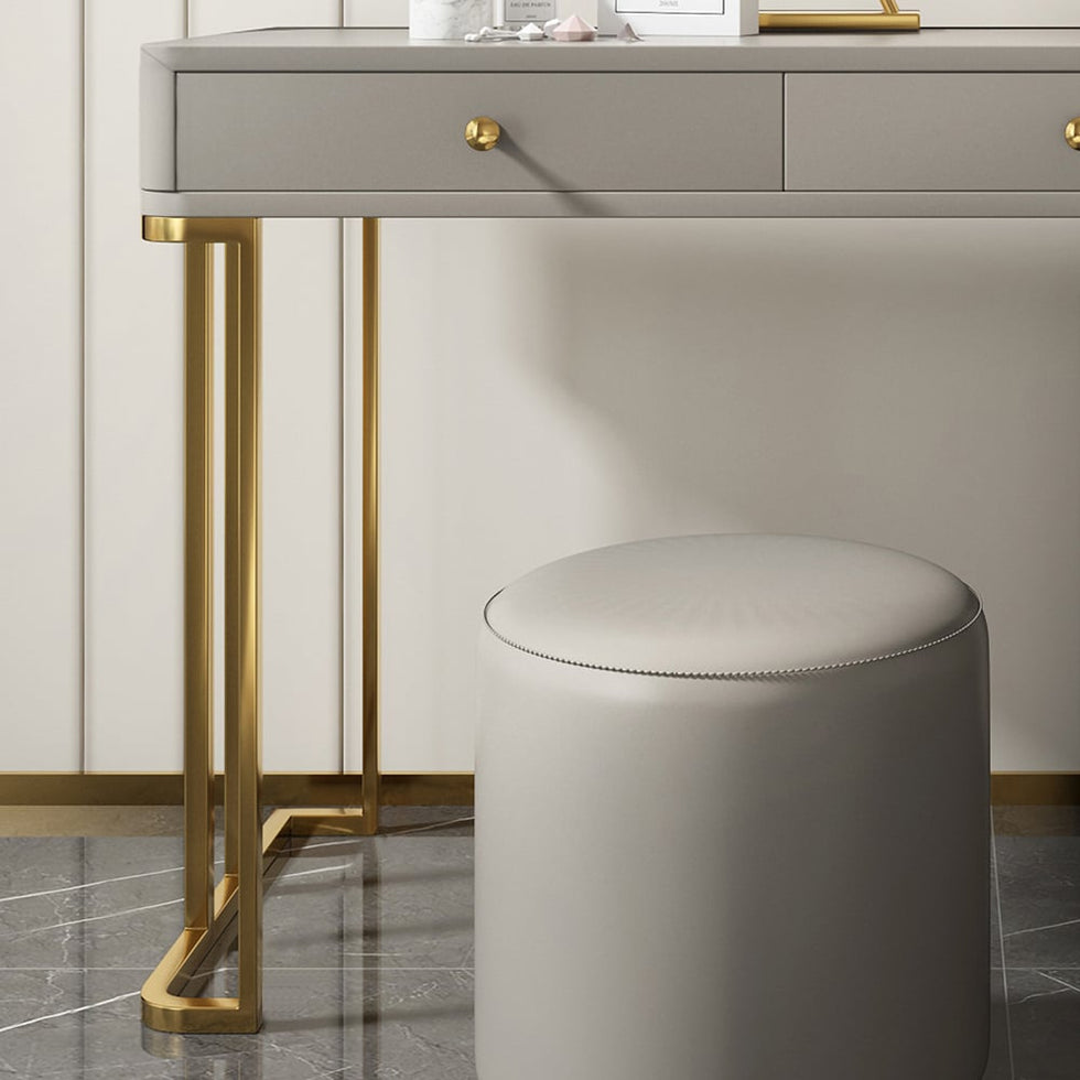 HMR - Retracted 5-Drawer Vanity Table with Stooland Cabinet in Gray