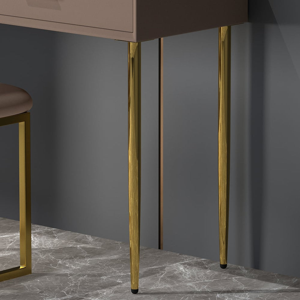 HMR - Modern Makeup Vanity Set Retracted Dressing Table Cabinet & Stool & Mirror Included