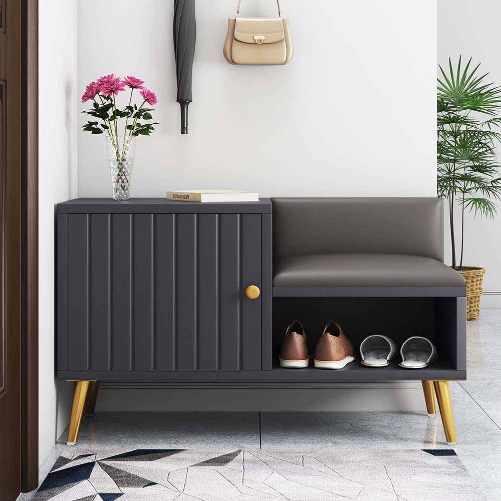 HMR - Yellar Series Modern 31" Shoe Rack Bench