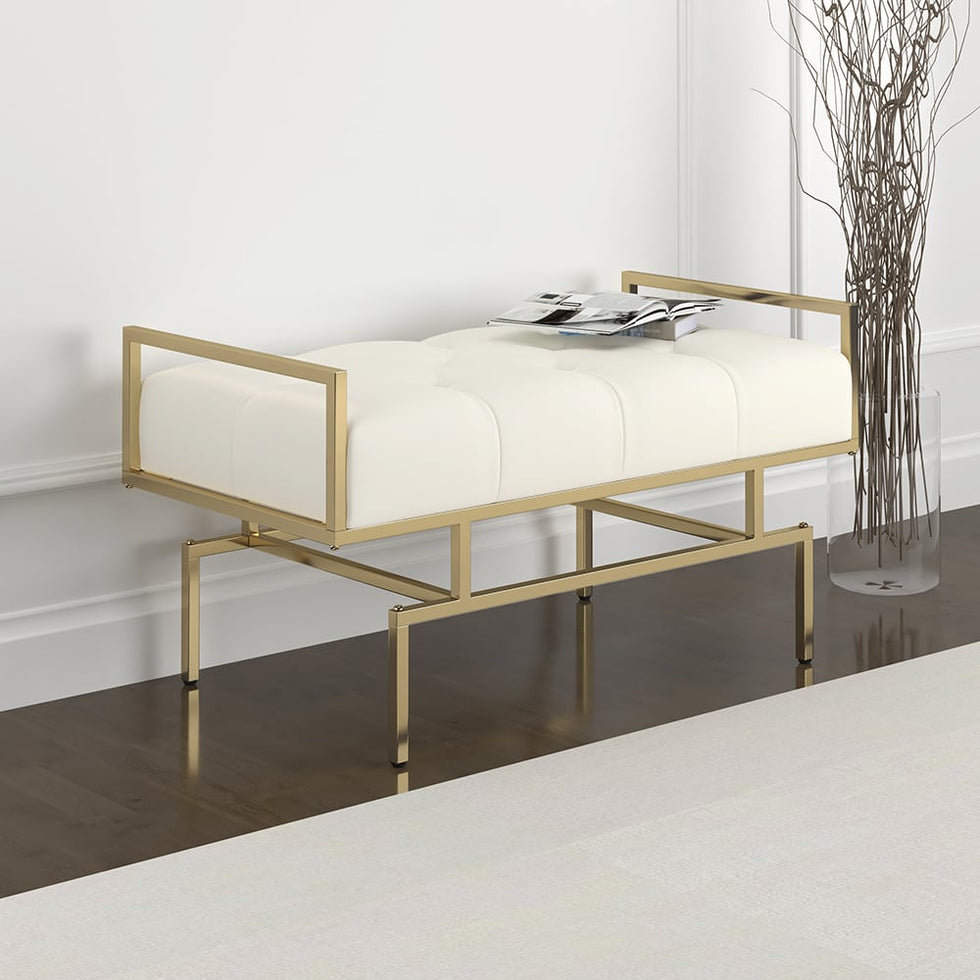 HMR - Modern Bench with Leather Upholstered