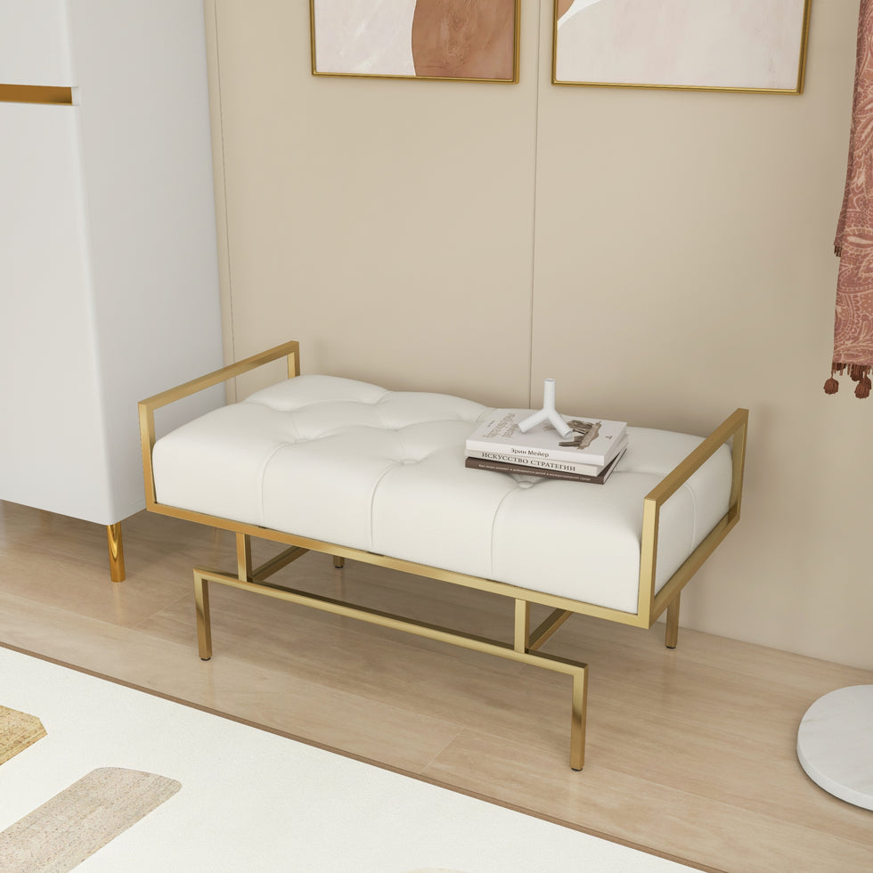 HMR - Modern Bench with Leather Upholstered