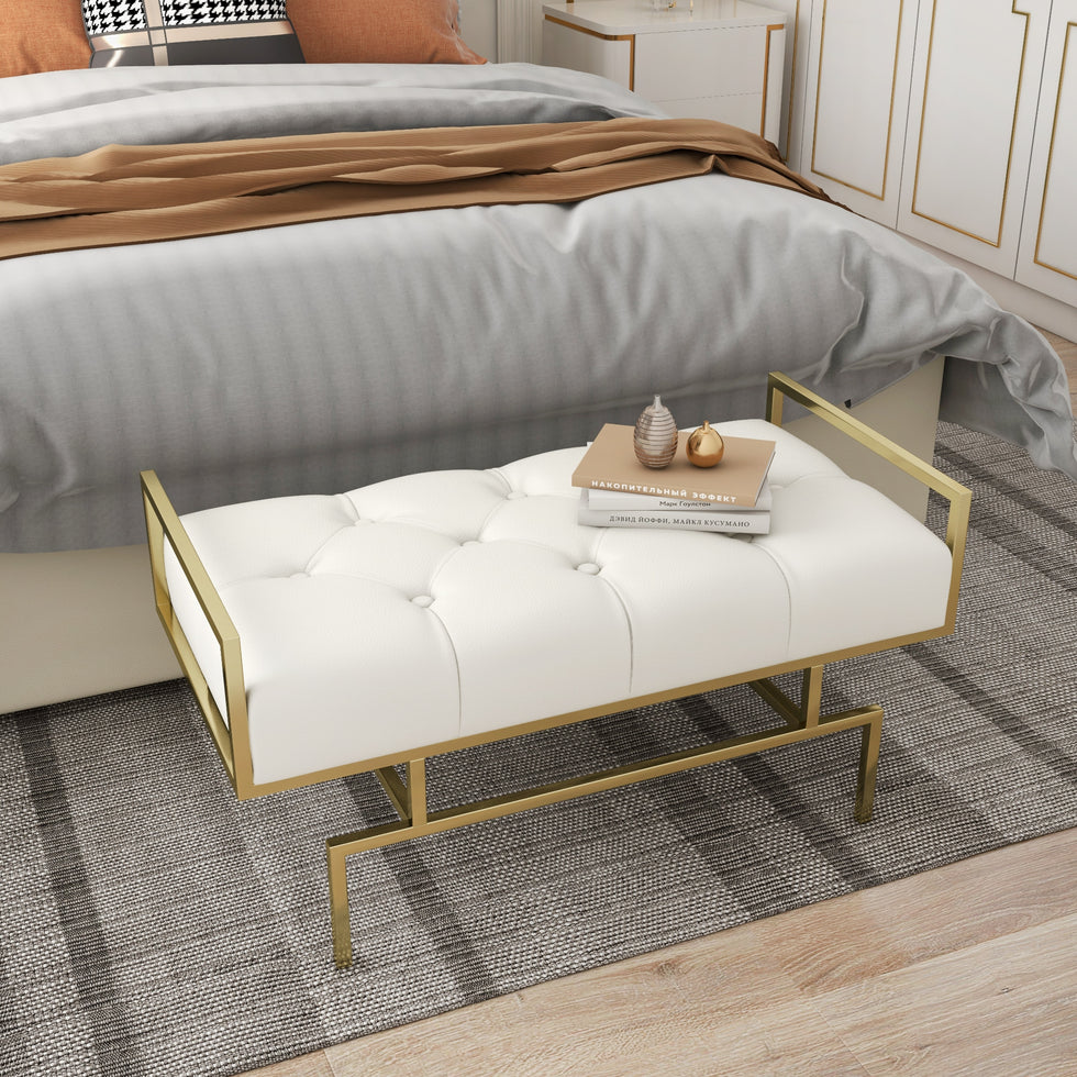 HMR - Modern Bench with Leather Upholstered