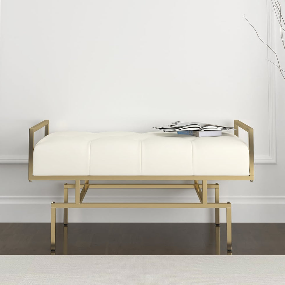 HMR - Modern Bench with Leather Upholstered