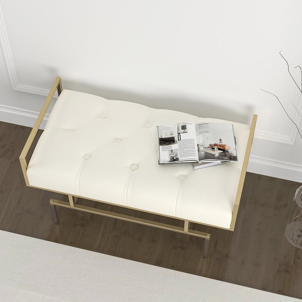 HMR - Modern Bench with Leather Upholstered