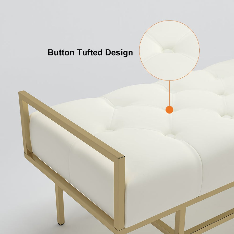 HMR - Modern Bench with Leather Upholstered