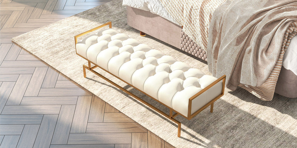 HMR - Modern Bench with Leather Upholstered