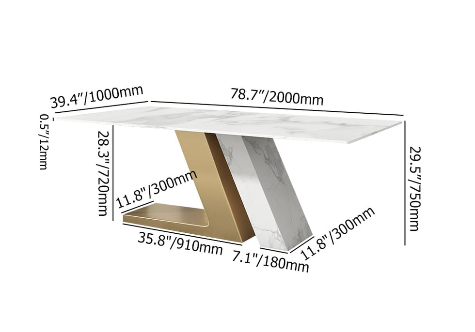 HMR - Luxury 79" Rectangle Dining Table for 6-8 People