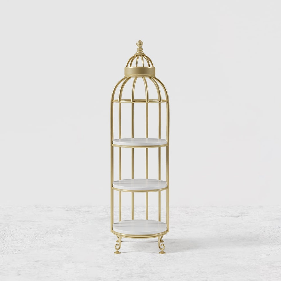 HMR - Bird Cage Shaped Plant Flower Stand in Gold