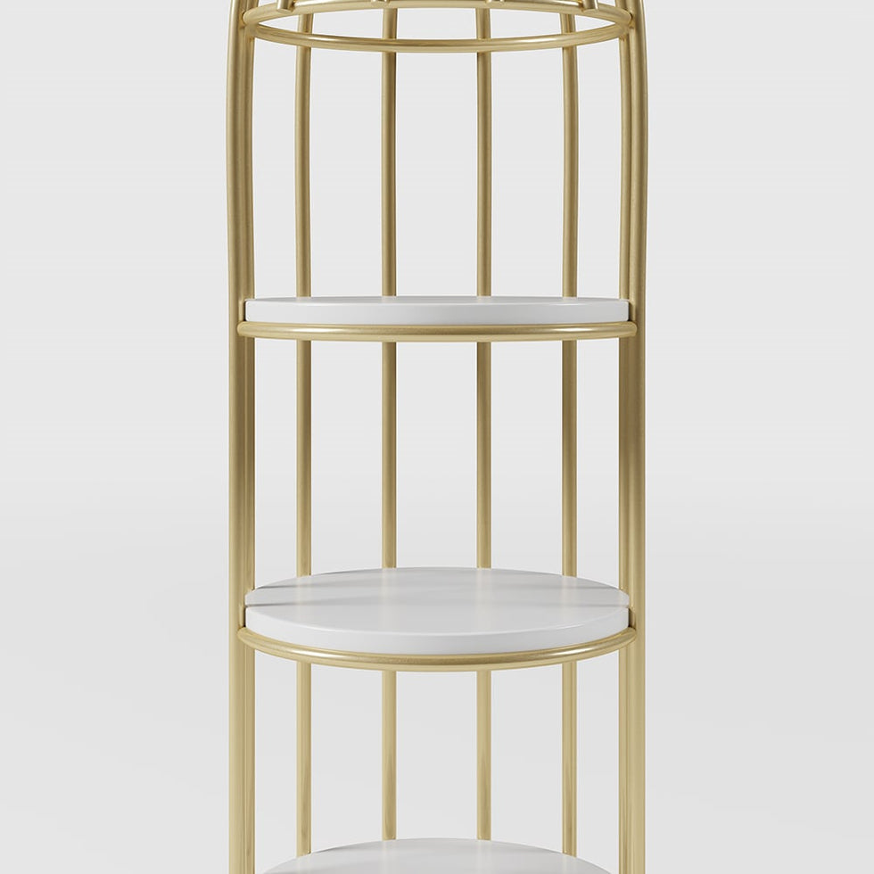 HMR - Bird Cage Shaped Plant Flower Stand in Gold