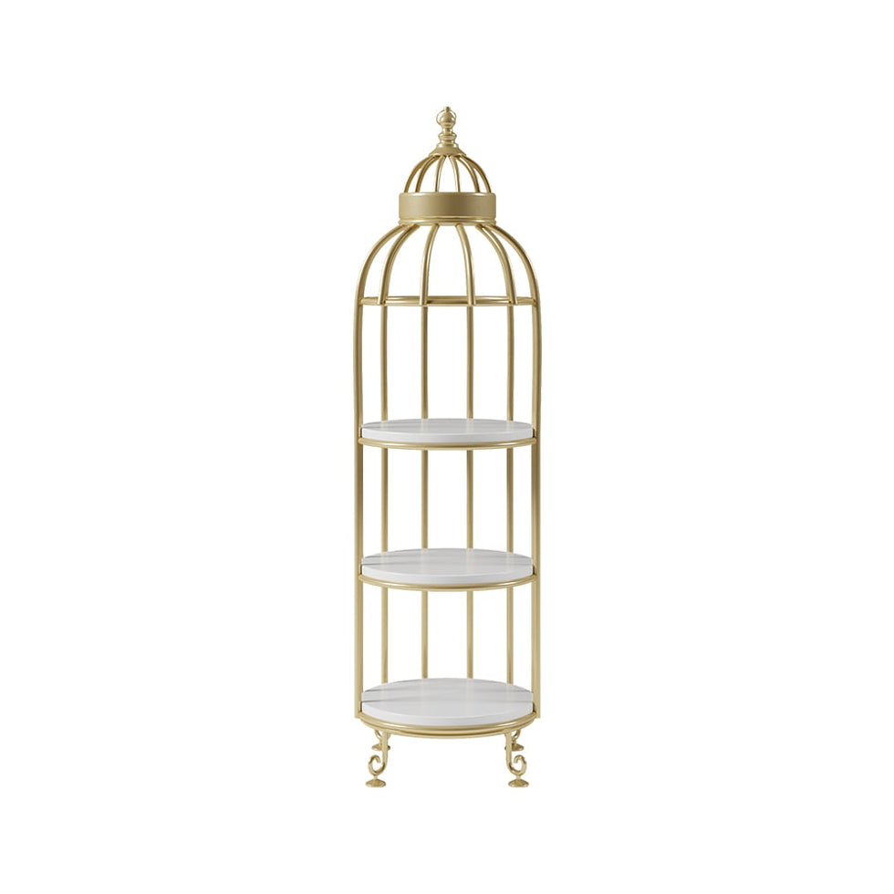 HMR - Bird Cage Shaped Plant Flower Stand in Gold