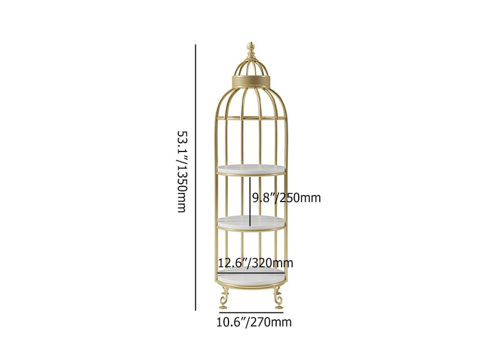 HMR - Bird Cage Shaped Plant Flower Stand in Gold