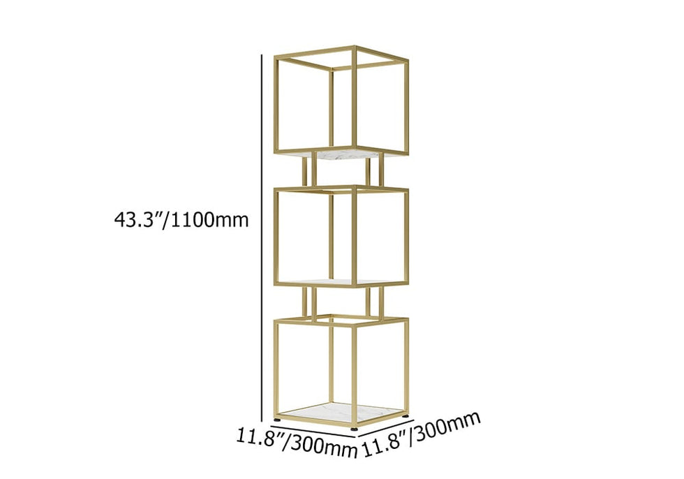 HMR - Modern Cube 3-Tier Bookcase with Metal Tower Display