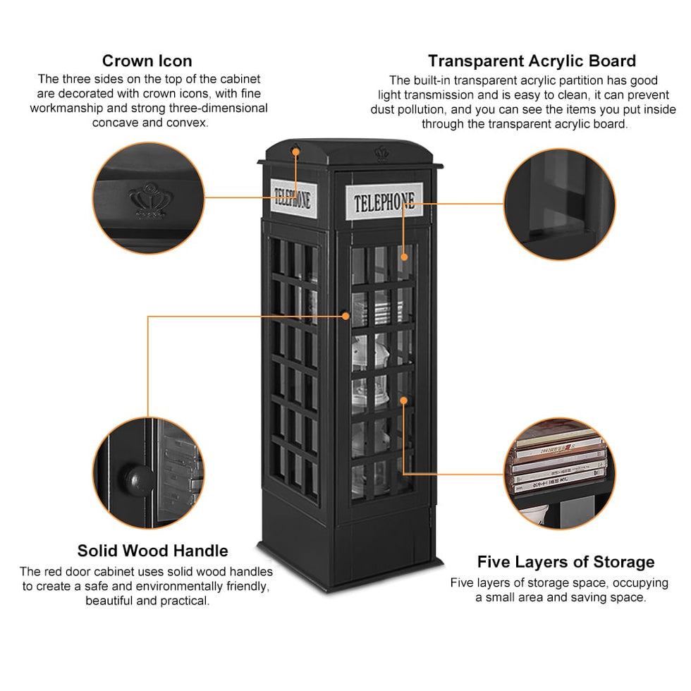 HMR - Phone Booth-Shaped Retro Kid's Bookcase
