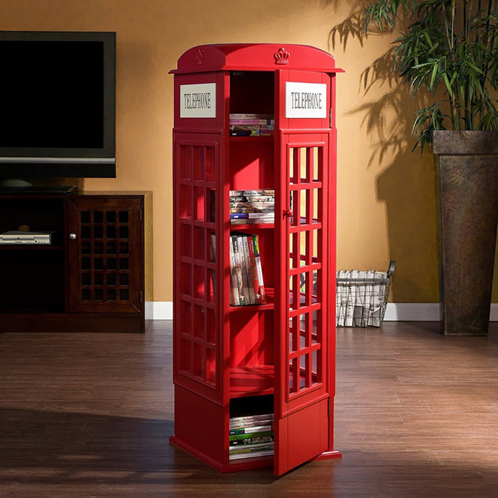 HMR - Phone Booth-Shaped Retro Kid's Bookcase