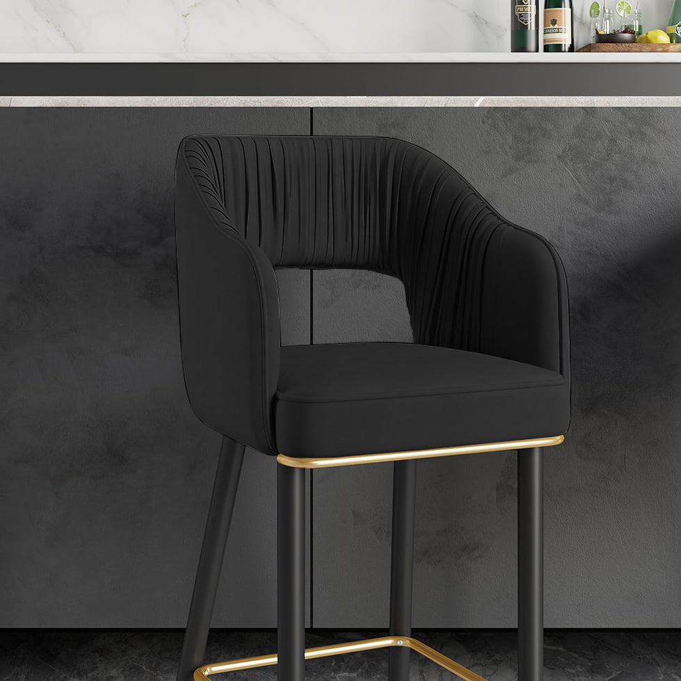 HMR - Modern 43" Bar Stools with Velvet Upholstery