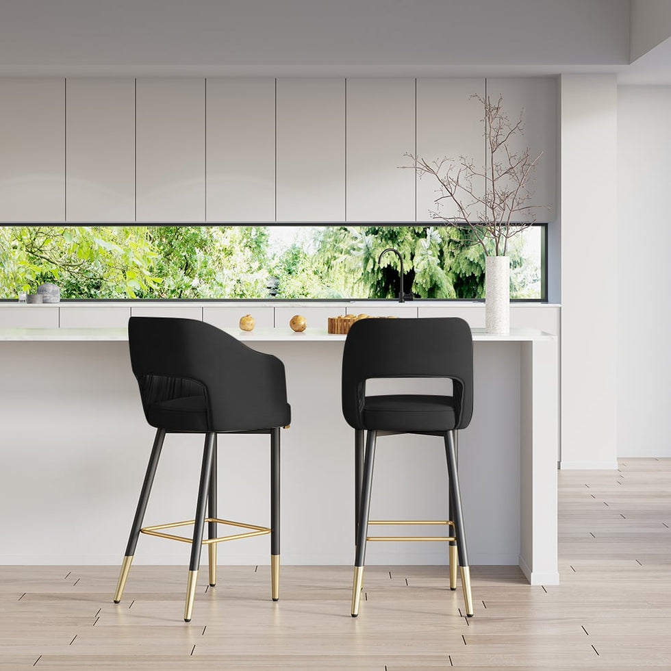 HMR - Modern 43" Bar Stools with Velvet Upholstery