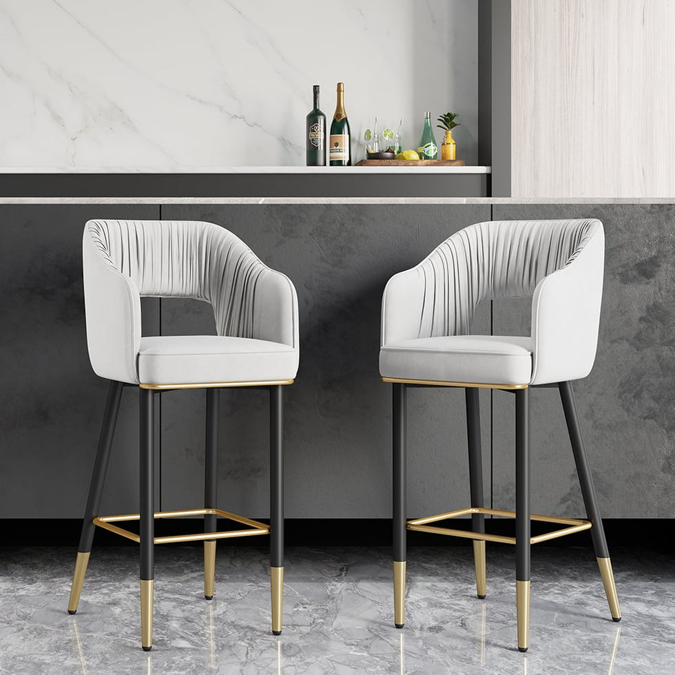 HMR - Modern 43" Bar Stools with Velvet Upholstery