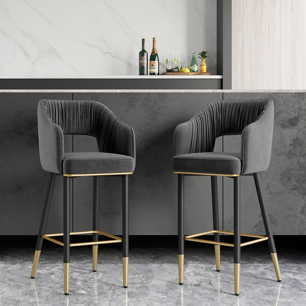 HMR - Modern 43" Bar Stools with Velvet Upholstery