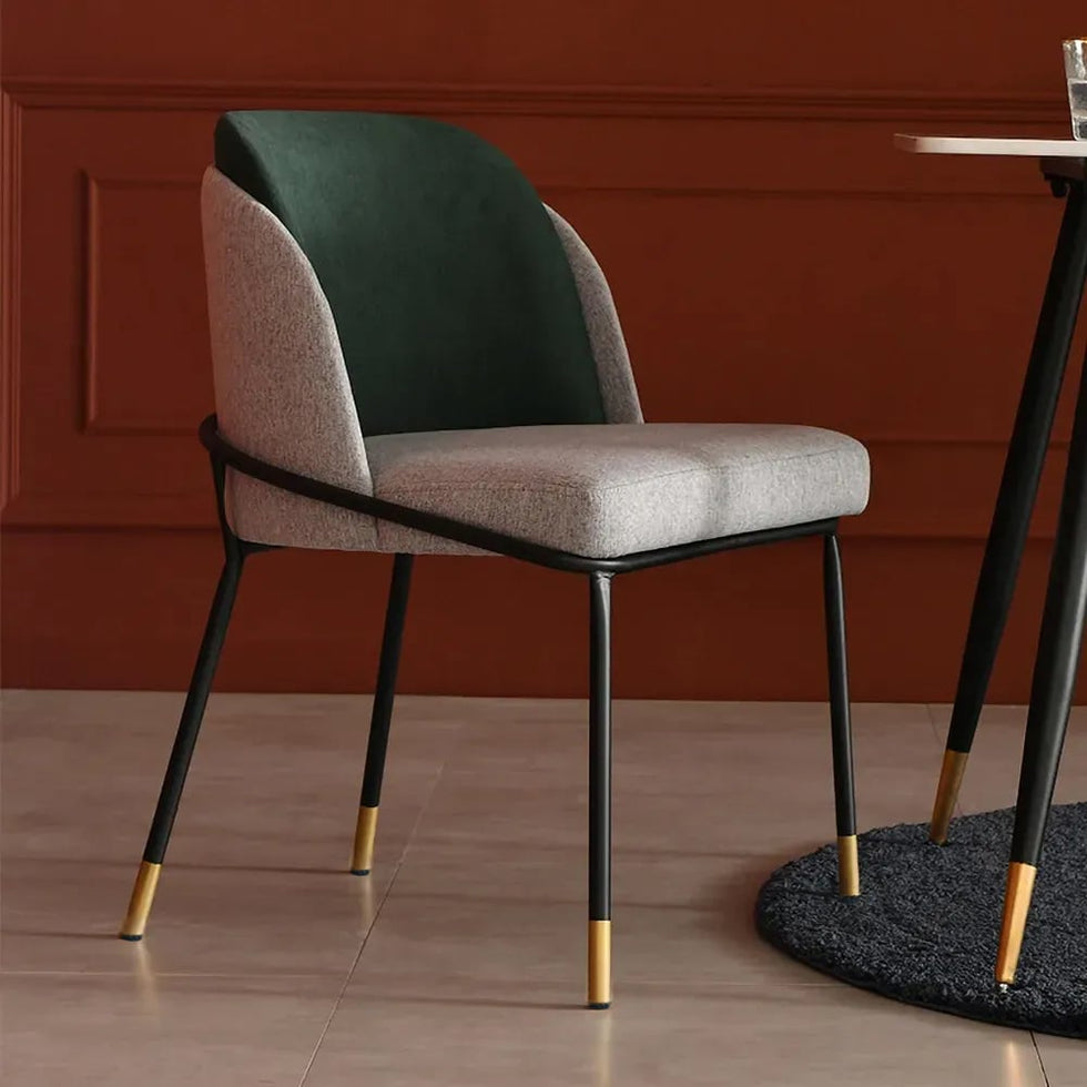 HMR - Modern Dining Chairs with PU Leather and Linen Upholstery (Set of 2)