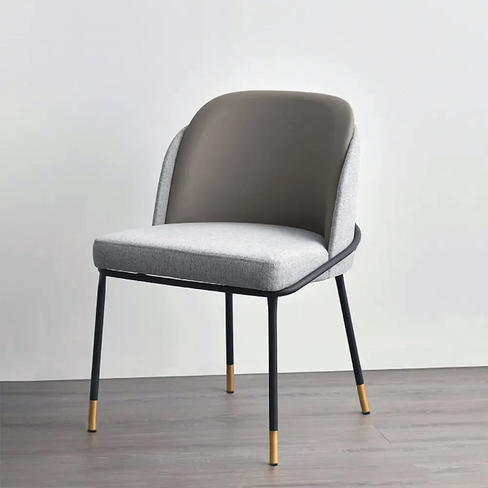 HMR - Modern Dining Chairs with PU Leather and Linen Upholstery (Set of 2)