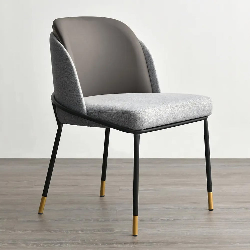 HMR - Modern Dining Chairs with PU Leather and Linen Upholstery (Set of 2)