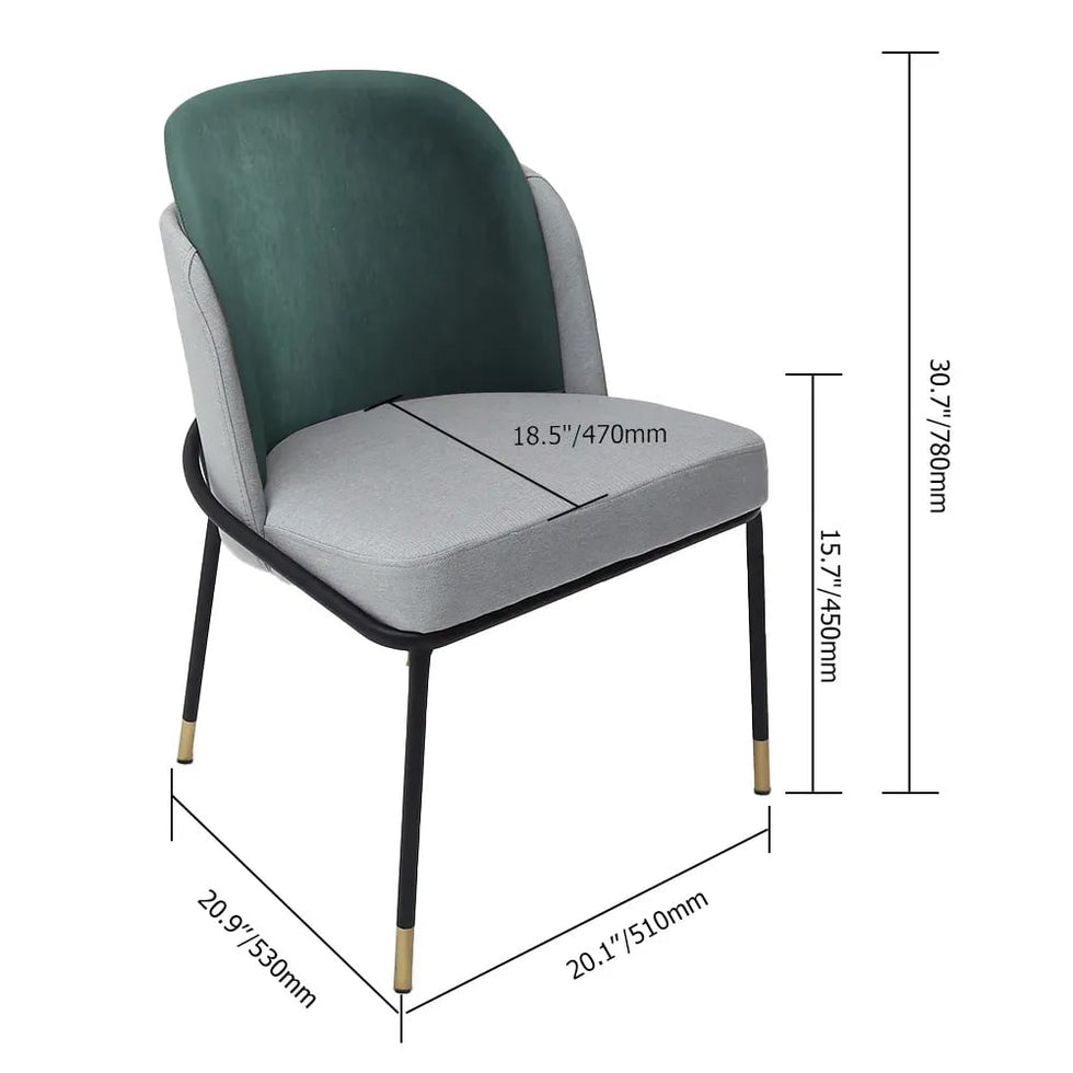 HMR - Modern Dining Chairs with PU Leather and Linen Upholstery (Set of 2)
