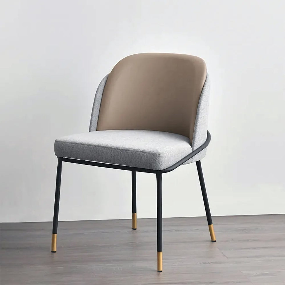HMR - Modern Dining Chairs with PU Leather and Linen Upholstery (Set of 2)