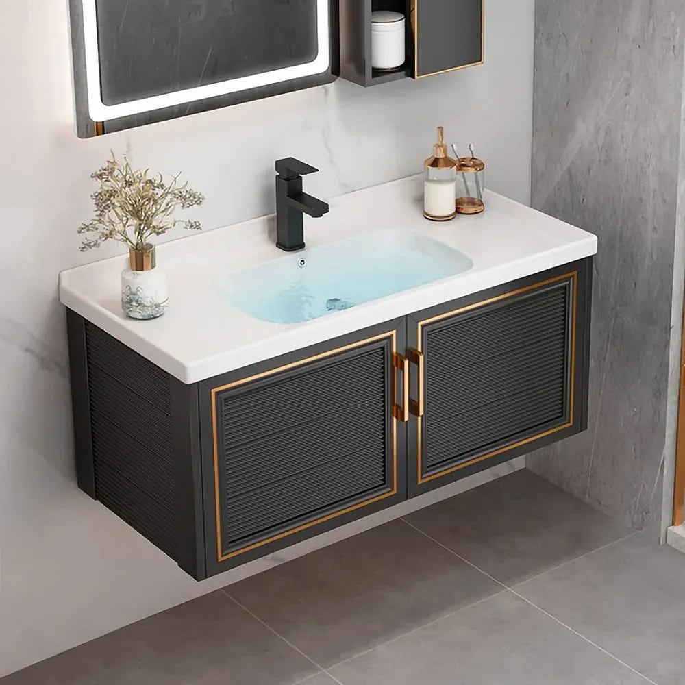 HMR - Floating 28" Bathroom Vanity Set Ceramic Sink with Cabinet