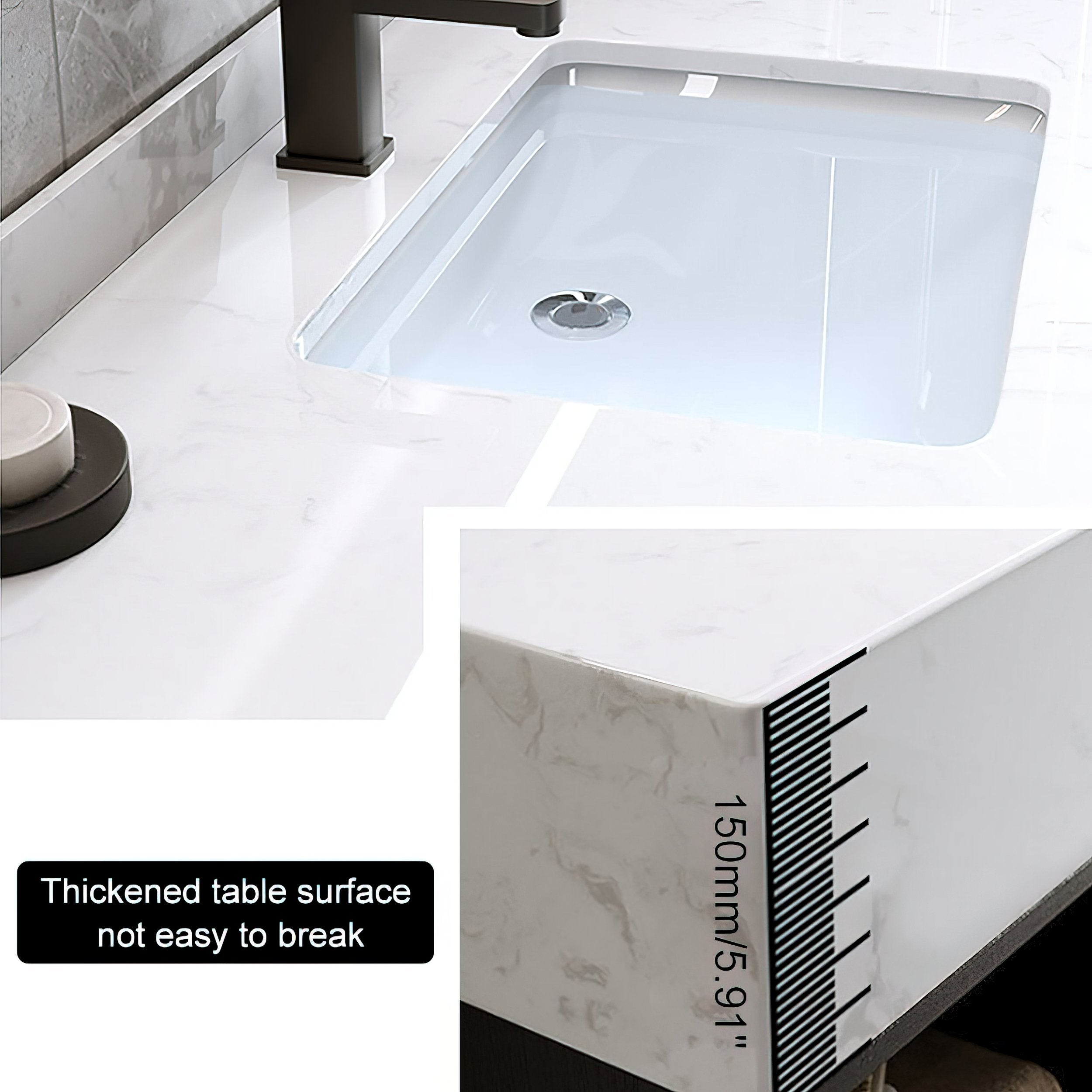 HMR - 39.4" Modern Floating Bathroom Vanity Set with Ceramic Sink 2 Drawers & Open Shelves