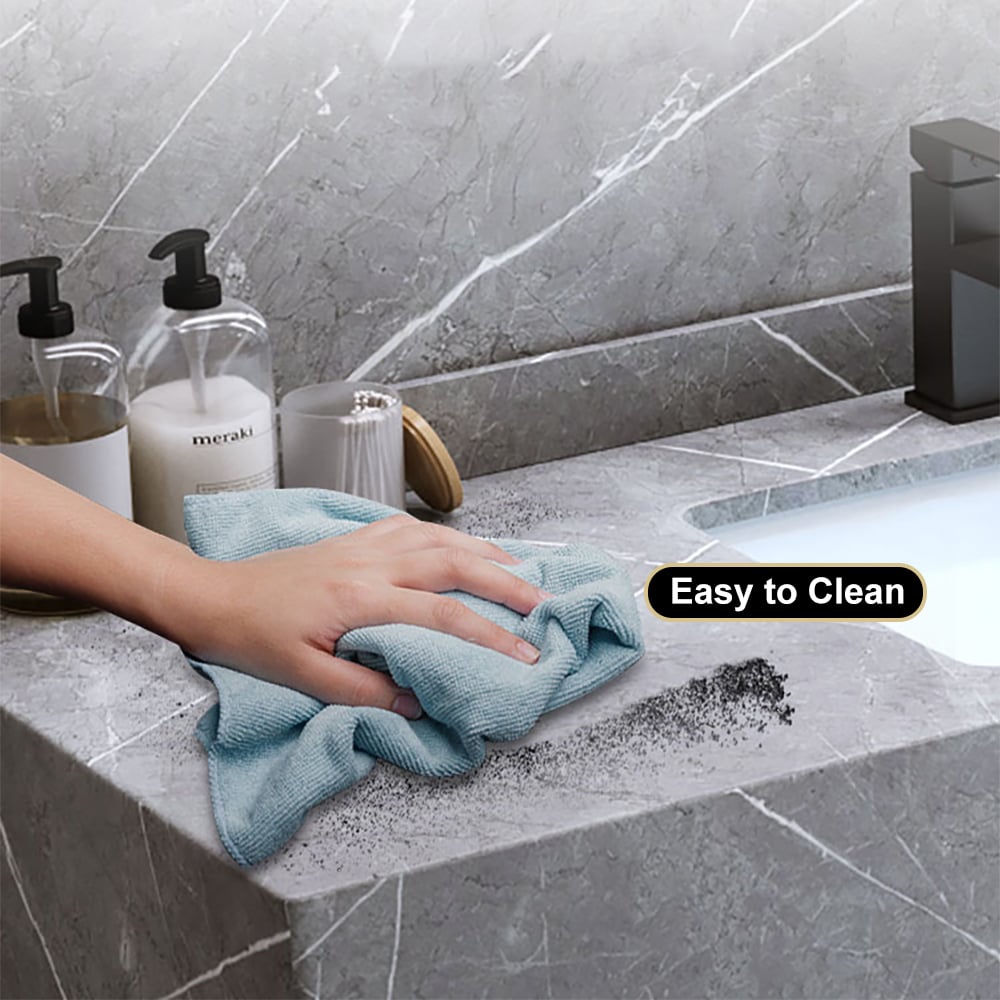HMR - 39" Modern Floating Stone Top Bathroom Vanity Set with Sink