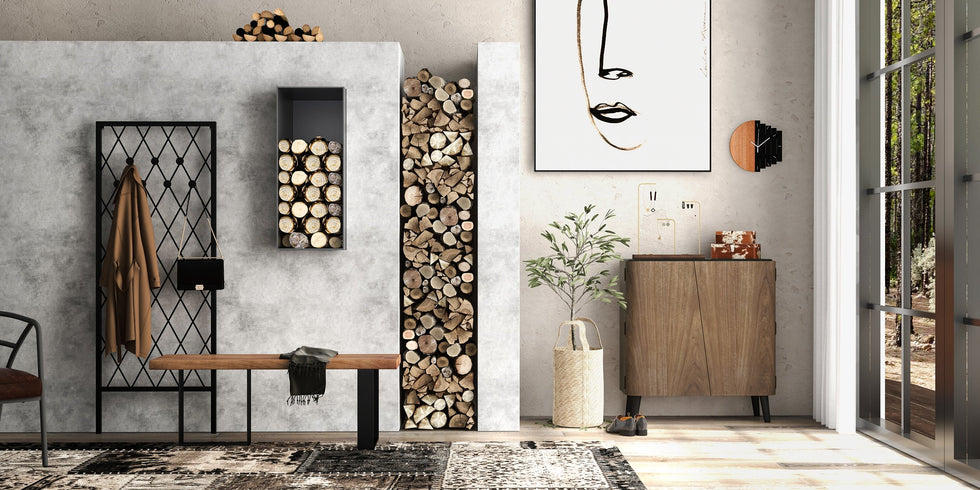HMR - Entryway Shoe Storage Cabinet with 2 Doors and 5 Shelves (for 14 Pairs) in Walnut