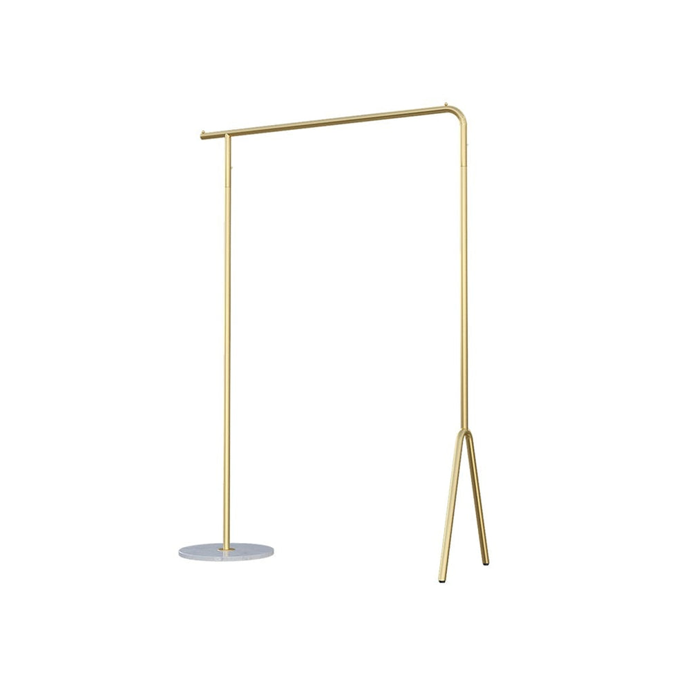 HMR - Modern Single Rod Garment Rack with Marble Base in Gold