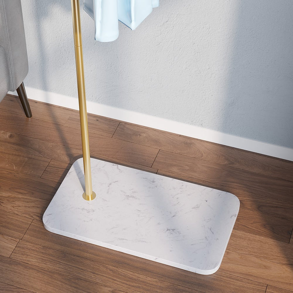HMR - Modern Corner Clothing Garment Rack with Marble Base